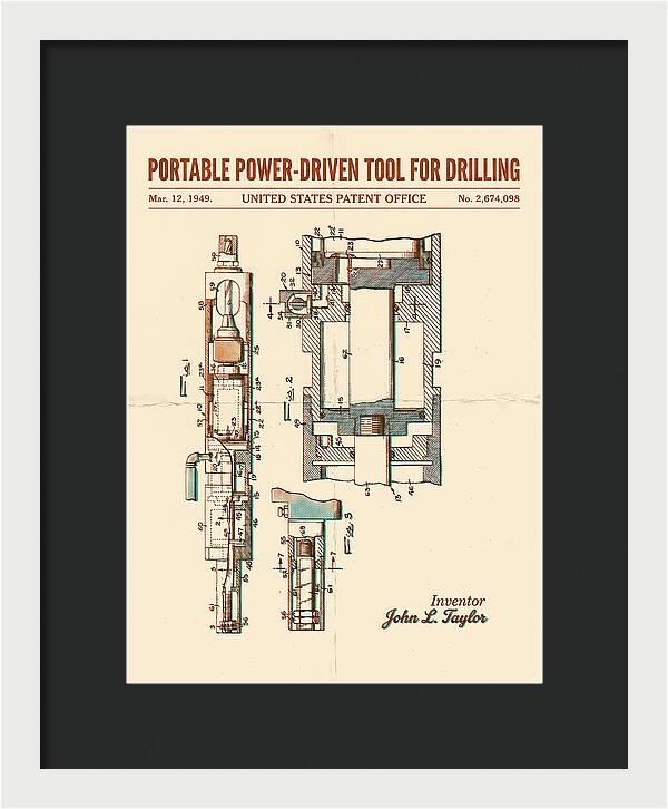 Portable Drilling Tool Retro Patent Us2674098a