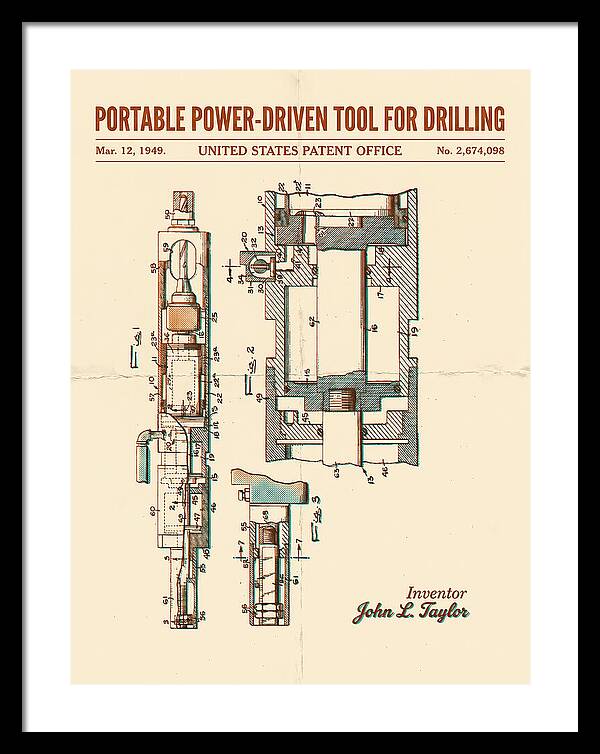 Portable Drilling Tool Retro Patent Us2674098a