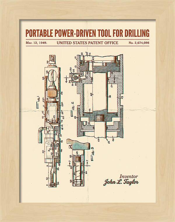 Portable Drilling Tool Retro Patent Us2674098a