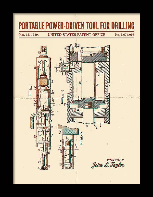 Portable Drilling Tool Retro Patent Us2674098a