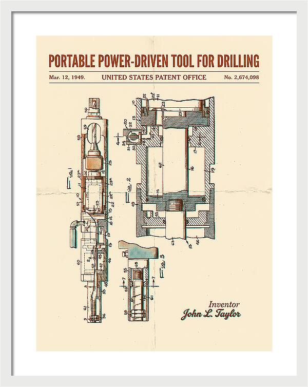 Portable Drilling Tool Retro Patent Us2674098a