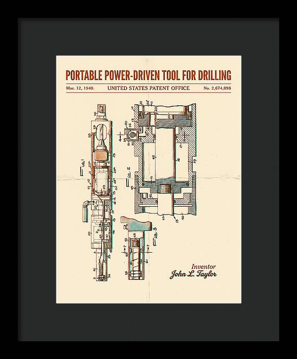 Portable Drilling Tool Retro Patent Us2674098a