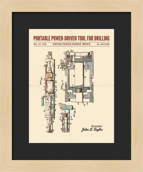 Portable Drilling Tool Retro Patent Us2674098a