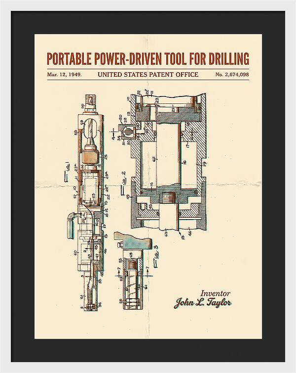 Portable Drilling Tool Retro Patent Us2674098a