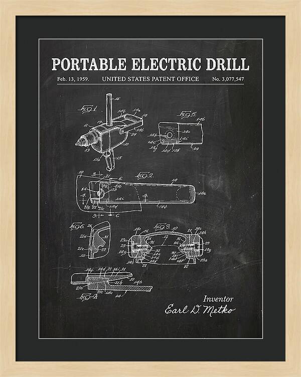 Portable Electric Drill Chalkboard Patent Us3077547a