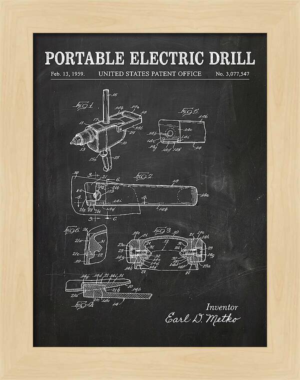 Portable Electric Drill Chalkboard Patent Us3077547a