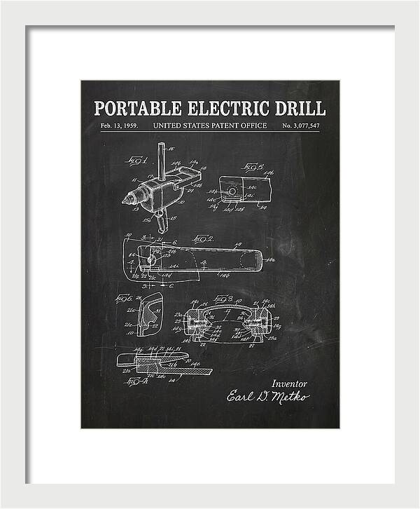 Portable Electric Drill Chalkboard Patent Us3077547a