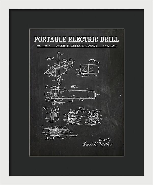 Portable Electric Drill Chalkboard Patent Us3077547a