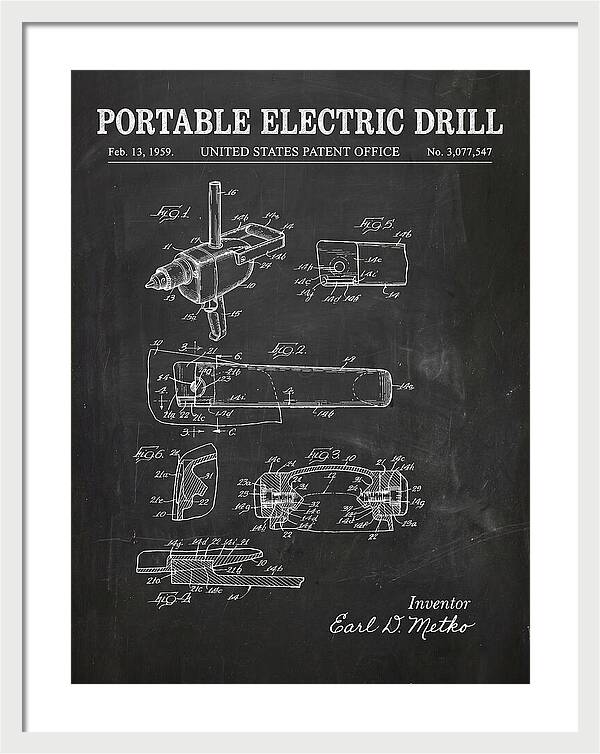 Portable Electric Drill Chalkboard Patent Us3077547a