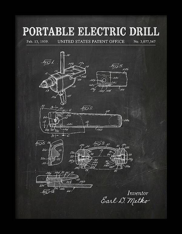 Portable Electric Drill Chalkboard Patent Us3077547a