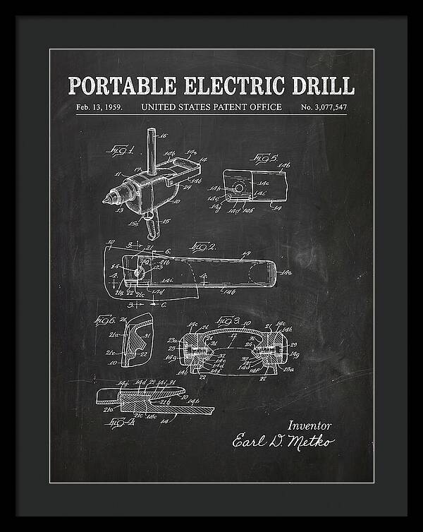 Portable Electric Drill Chalkboard Patent Us3077547a