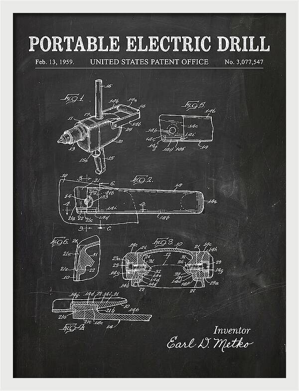 Portable Electric Drill Chalkboard Patent Us3077547a