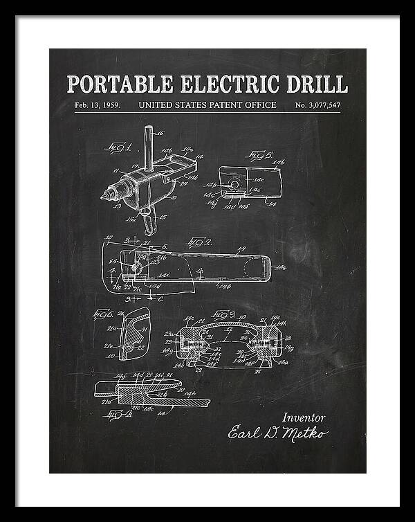 Portable Electric Drill Chalkboard Patent Us3077547a