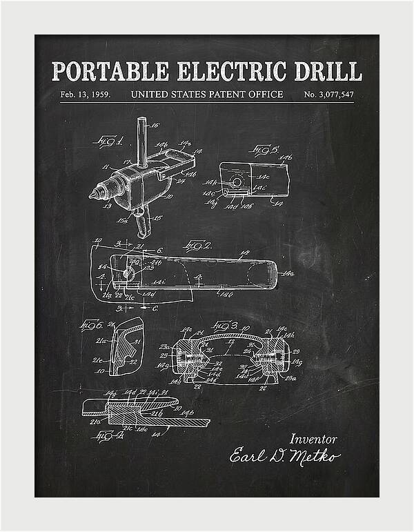 Portable Electric Drill Chalkboard Patent Us3077547a
