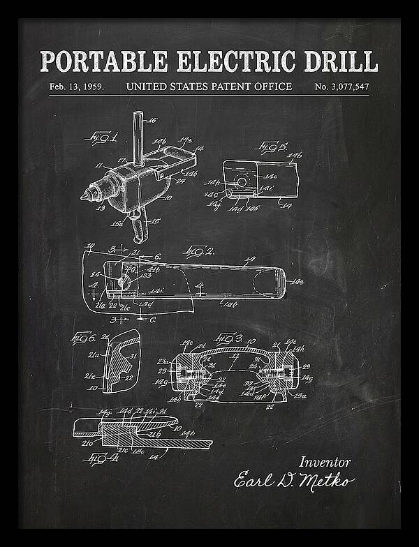 Portable Electric Drill Chalkboard Patent Us3077547a