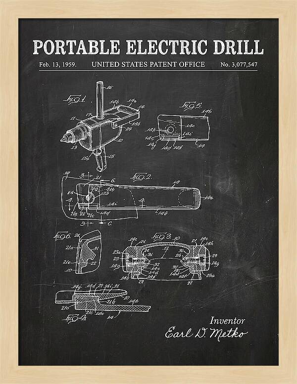 Portable Electric Drill Chalkboard Patent Us3077547a