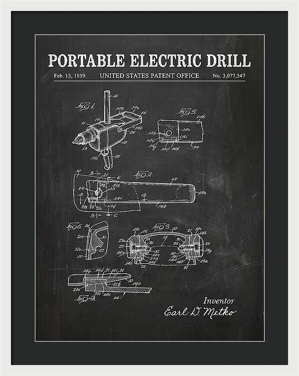 Portable Electric Drill Chalkboard Patent Us3077547a