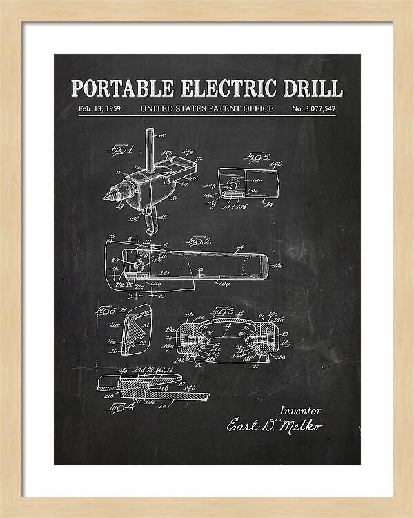 Portable Electric Drill Chalkboard Patent Us3077547a