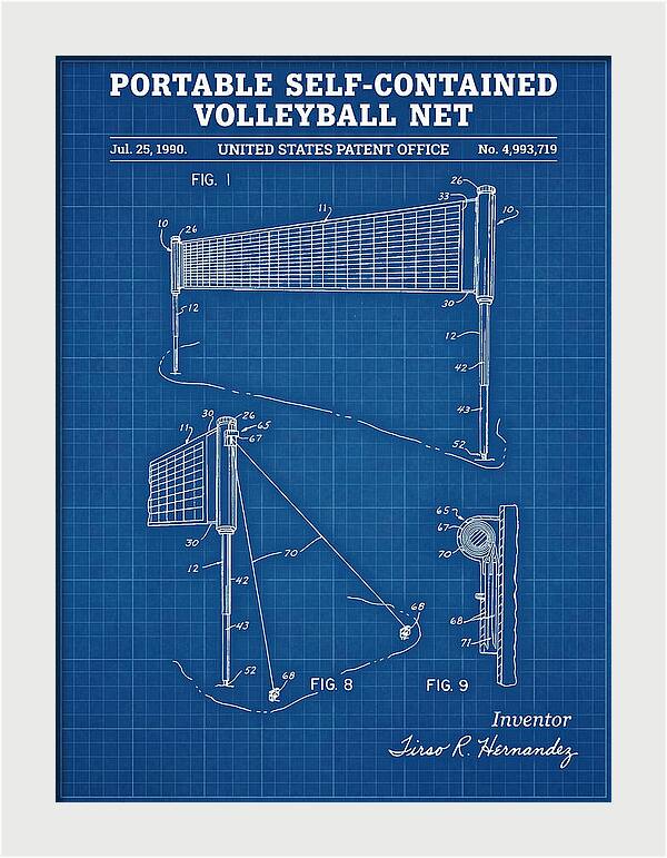 Portable Volleyball Net Blueprint Patent Us4993719
