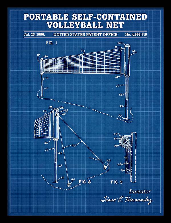 Portable Volleyball Net Blueprint Patent Us4993719