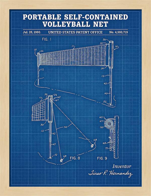 Portable Volleyball Net Blueprint Patent Us4993719