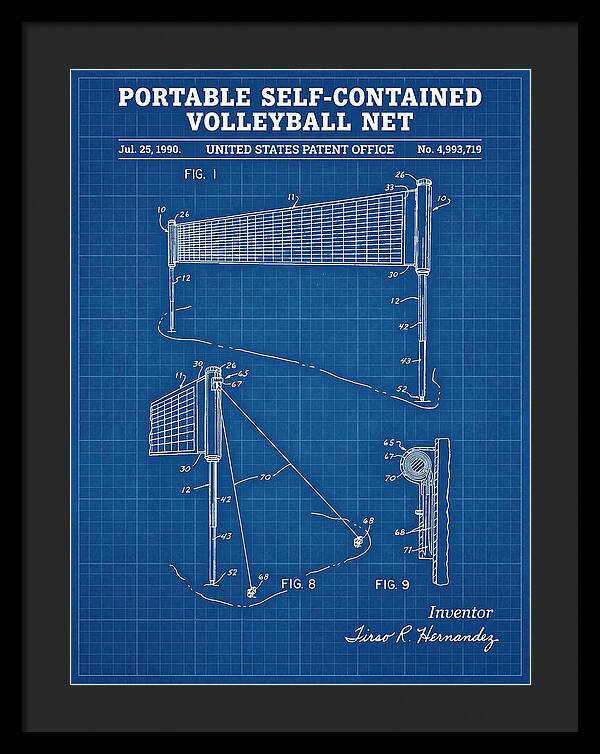Portable Volleyball Net Blueprint Patent Us4993719