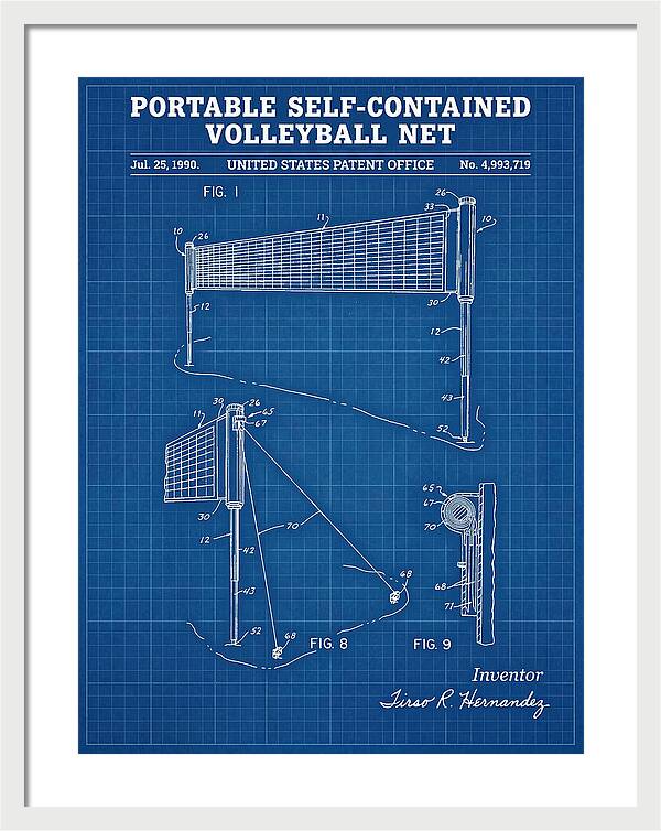 Portable Volleyball Net Blueprint Patent Us4993719