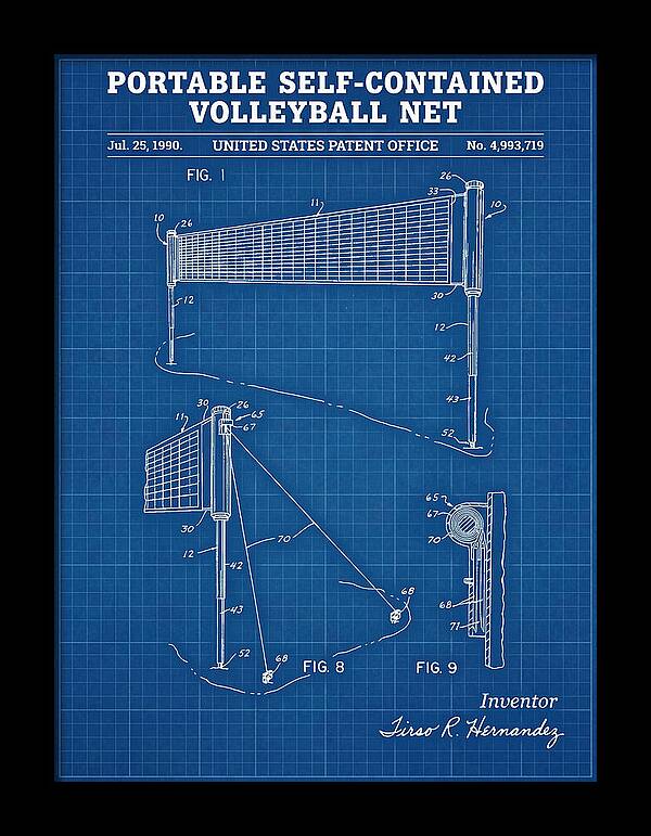 Portable Volleyball Net Blueprint Patent Us4993719