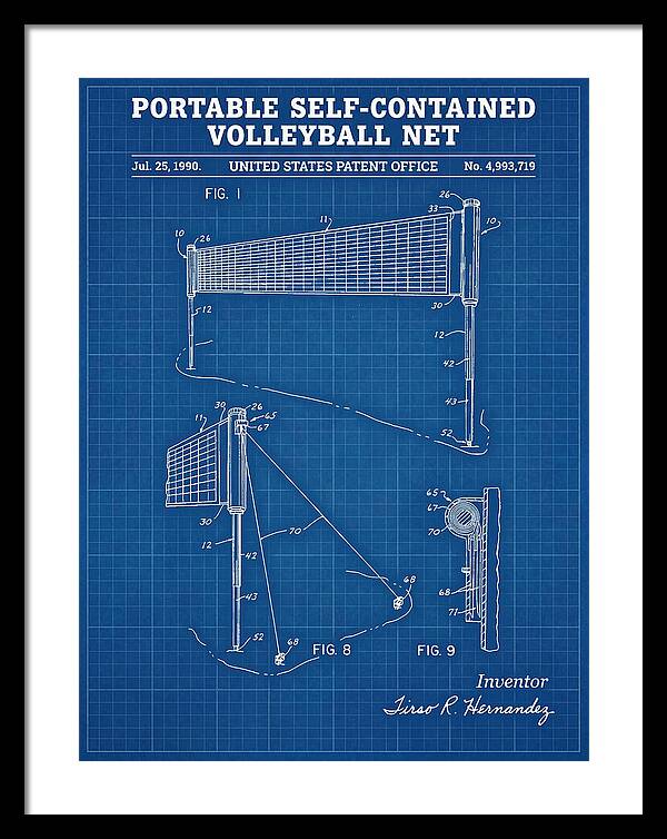 Portable Volleyball Net Blueprint Patent Us4993719