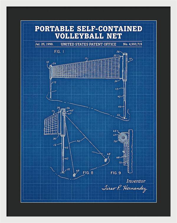 Portable Volleyball Net Blueprint Patent Us4993719