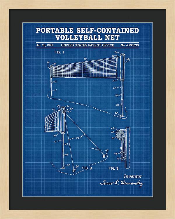 Portable Volleyball Net Blueprint Patent Us4993719