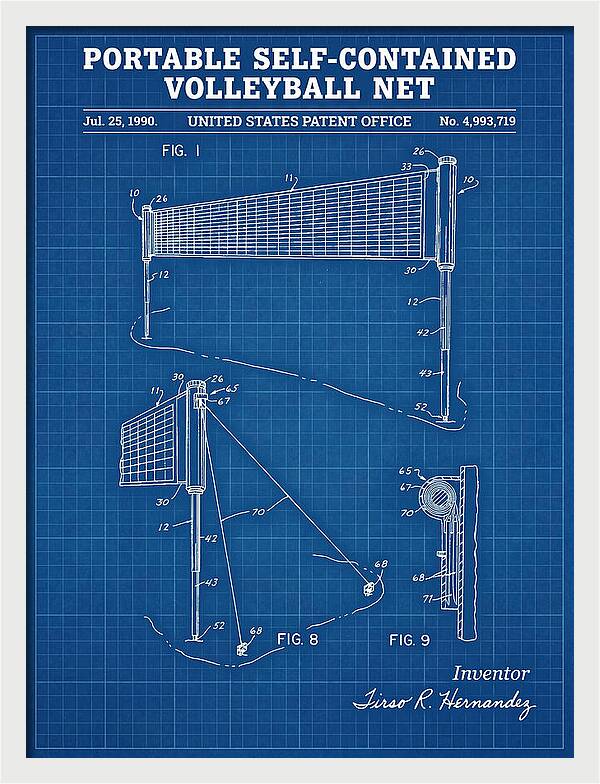 Portable Volleyball Net Blueprint Patent Us4993719
