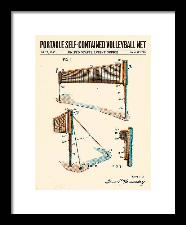 Portable Volleyball Net Retro Patent Us4993719