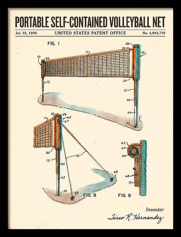 Portable Volleyball Net Retro Patent Us4993719