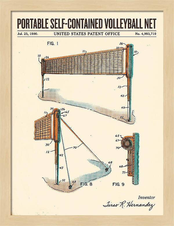 Portable Volleyball Net Retro Patent Us4993719