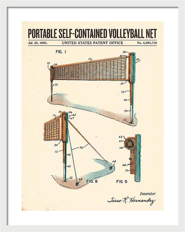 Portable Volleyball Net Retro Patent Us4993719