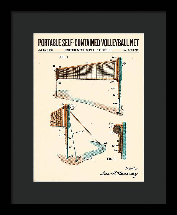 Portable Volleyball Net Retro Patent Us4993719