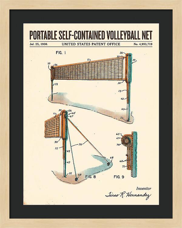 Portable Volleyball Net Retro Patent Us4993719