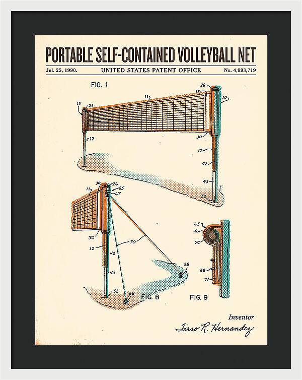 Portable Volleyball Net Retro Patent Us4993719
