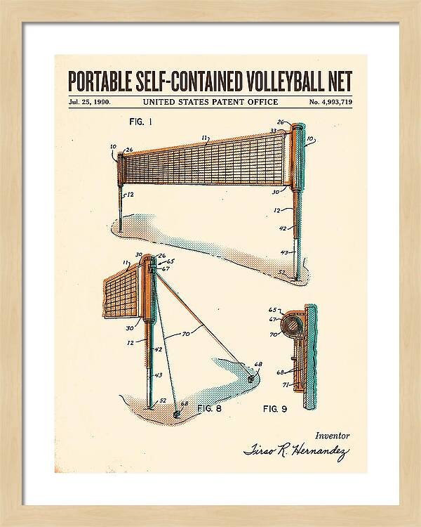 Portable Volleyball Net Retro Patent Us4993719