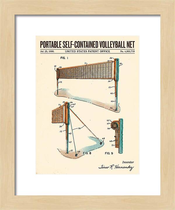 Portable Volleyball Net Retro Patent Us4993719