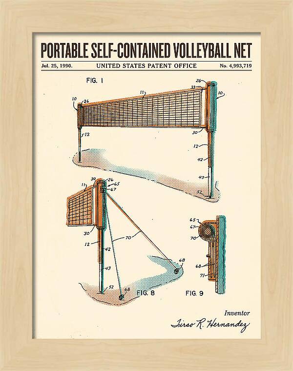 Portable Volleyball Net Retro Patent Us4993719
