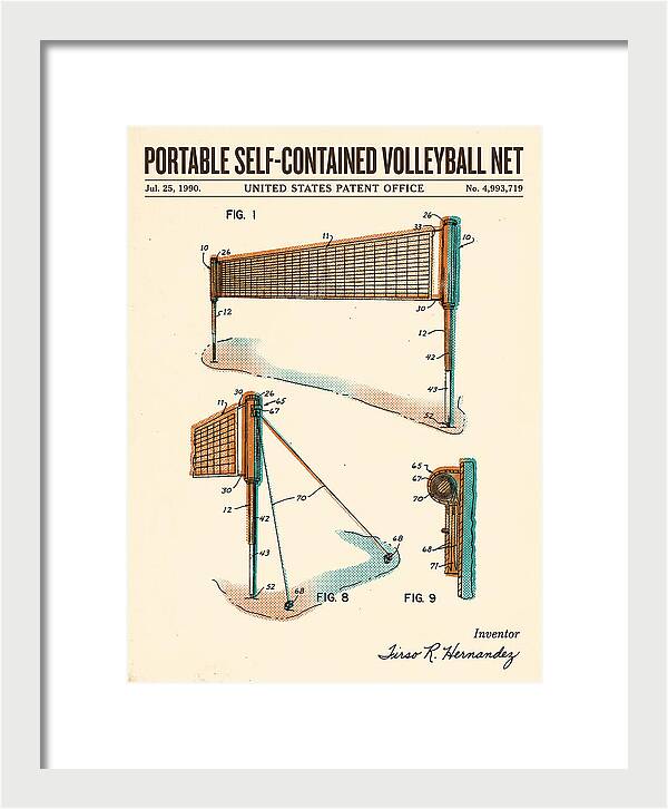 Portable Volleyball Net Retro Patent Us4993719