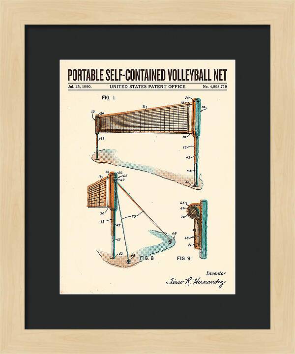 Portable Volleyball Net Retro Patent Us4993719