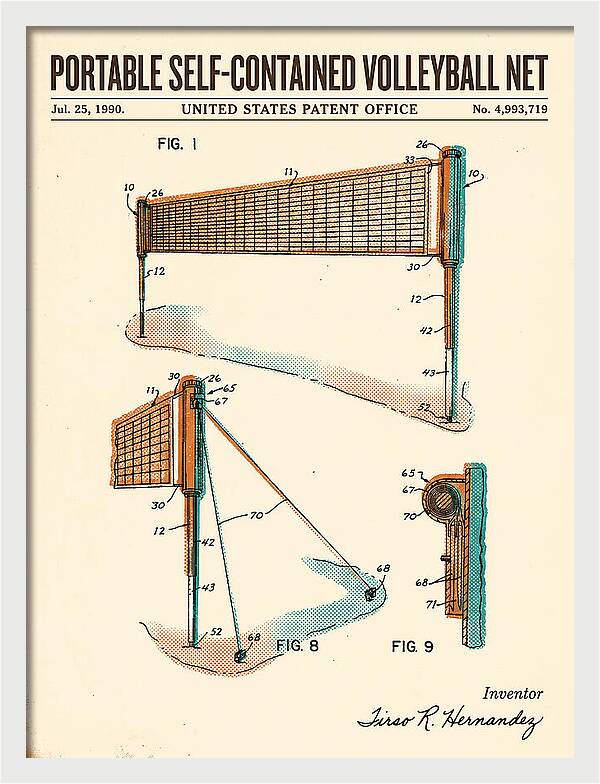 Portable Volleyball Net Retro Patent Us4993719