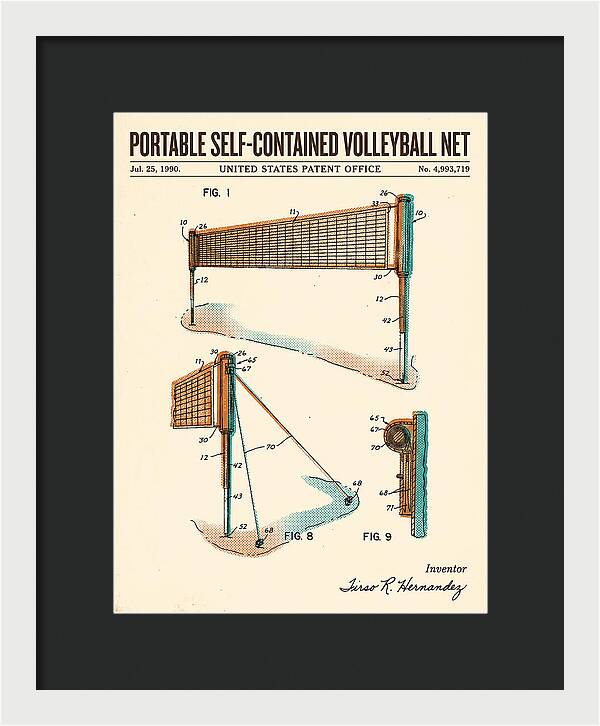 Portable Volleyball Net Retro Patent Us4993719