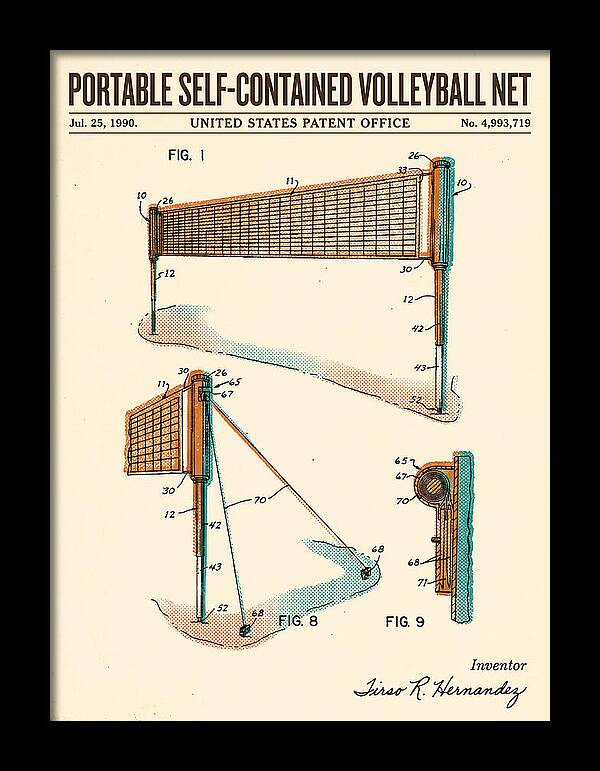 Portable Volleyball Net Retro Patent Us4993719