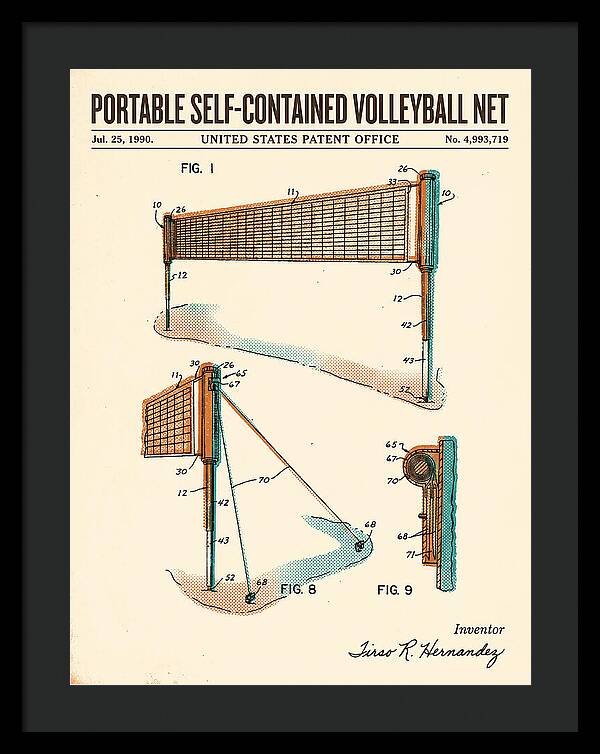 Portable Volleyball Net Retro Patent Us4993719
