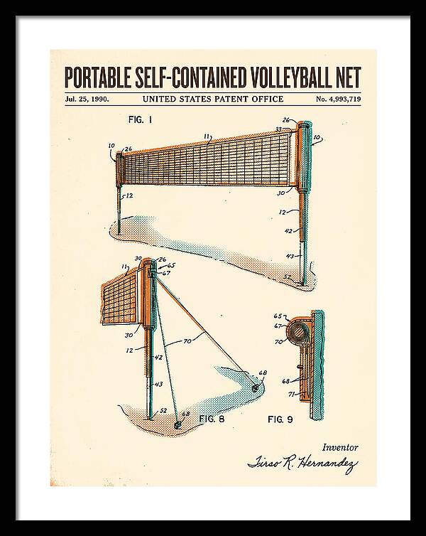 Portable Volleyball Net Retro Patent Us4993719