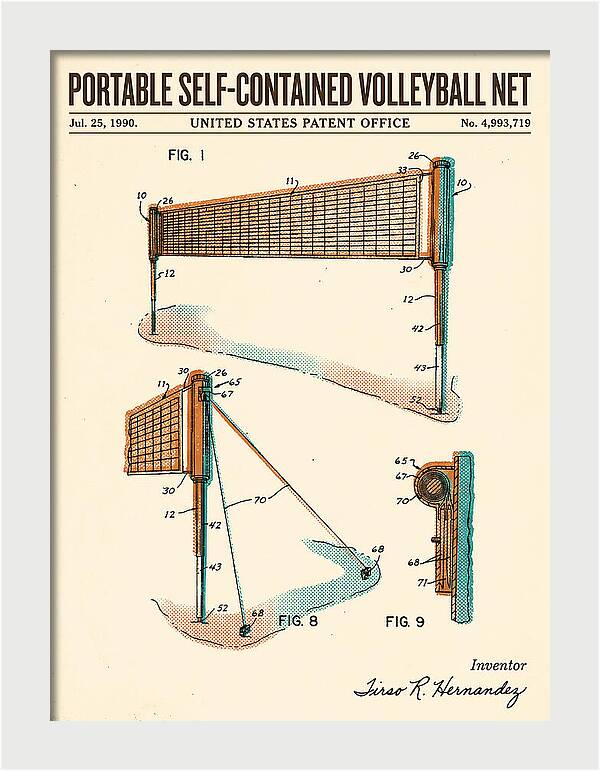 Portable Volleyball Net Retro Patent Us4993719